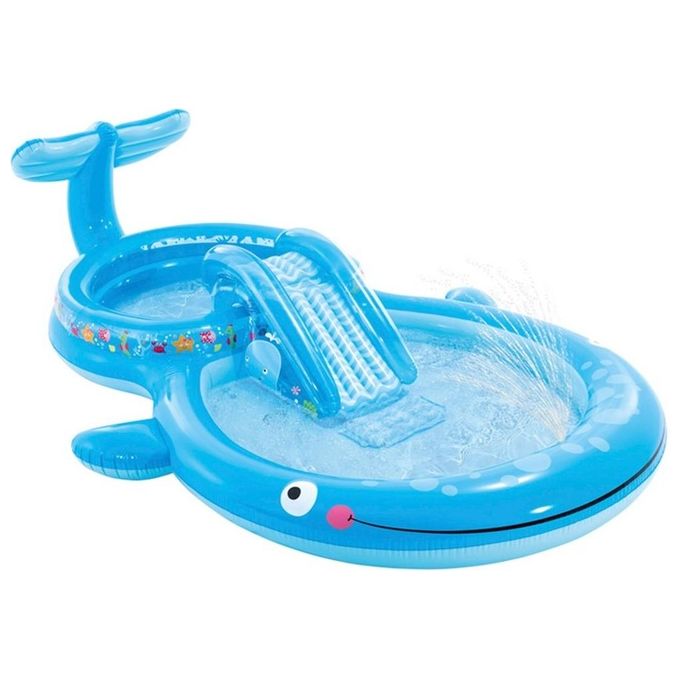 Intex 57176NP Play Center Balena Parco Giochi Gonfiabile con Scivolo e Spruzzino 373x234x99 cm colore Blu