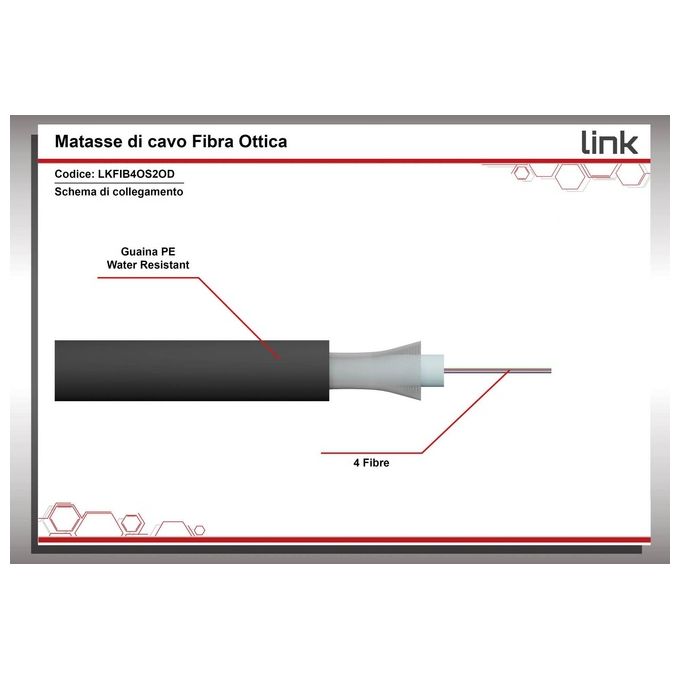 Link Cavo Fibra Ottica da Esterno Dielettrico Os2 Antiroditore 4 Fibre