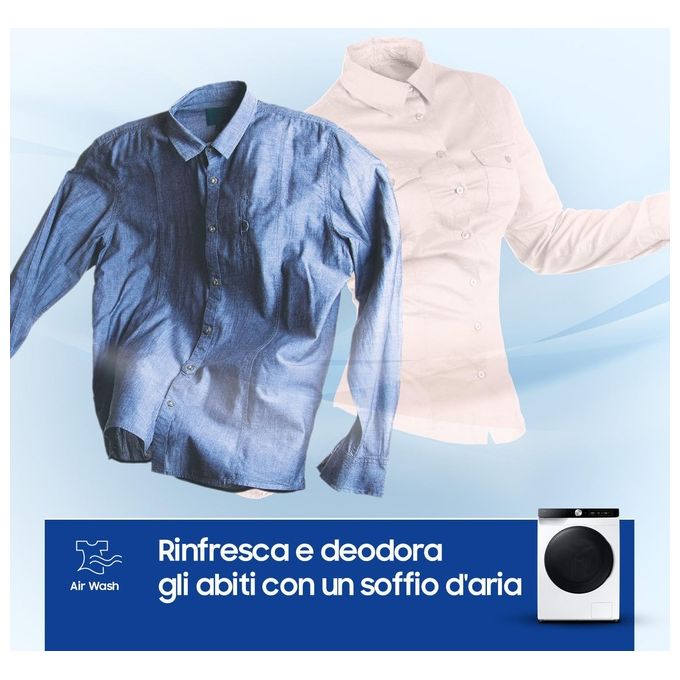 Samsung WD90DG6B85BKU3 AI Control Lavasciuga Frontale 9-6 Kg 1400 rpm Classe A EcoDosatore AI Wash Wi-Fi (85x60x60 cm) colore Nero Bianco