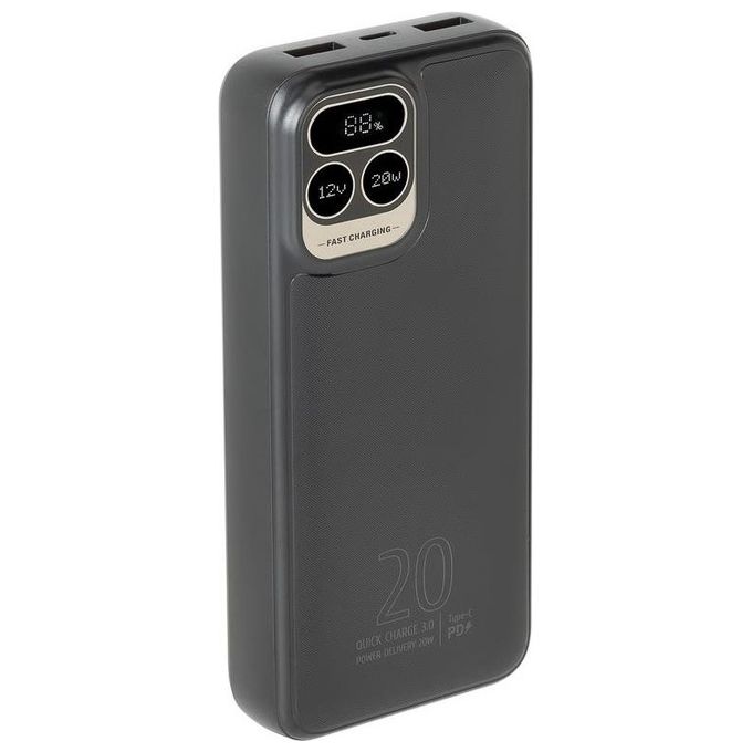 RivaCase VA2521 RivaPower Powerbank 20000 mAh con Display LCD 20W PD QC 3.0 colore Nero