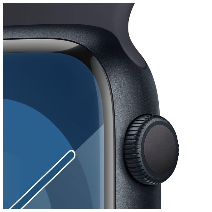 Apple MR9A3QL-A Watch Series 9 Smartwatch GPS 45mm Alluminio Always-On Display Chip S9 Cinturino Sport M-L colore Mezzanotte