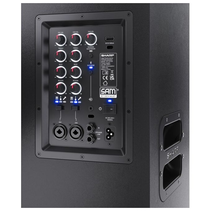 Sharp CP-LS100 SumoBox Altoparlante Portatile 120 W RMS 105 dB Bluetooth 5.0 Batteria 10 Ore colore Nero