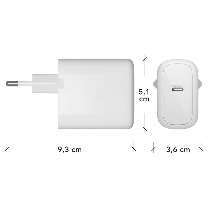 Dbramante1928 5711428071125 RE-CHARGE-EU Wall Charger USB-C 45W Potenza Massima 45 W Materiale Plastica Riciclata colore Bianco