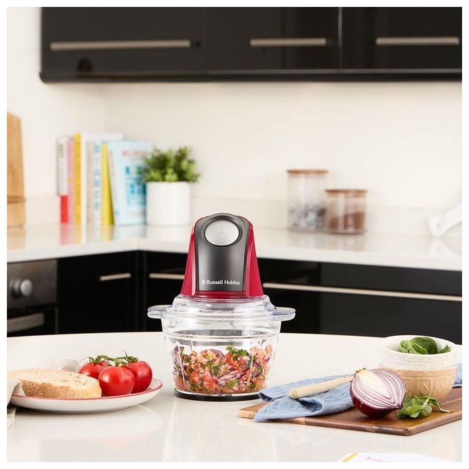 Russell Hobbs 27130-56 Tritatutto Elettrico 0.5 L 200 W Lame Inox Ciotola in Vetro Lavastoviglie colore Rosso