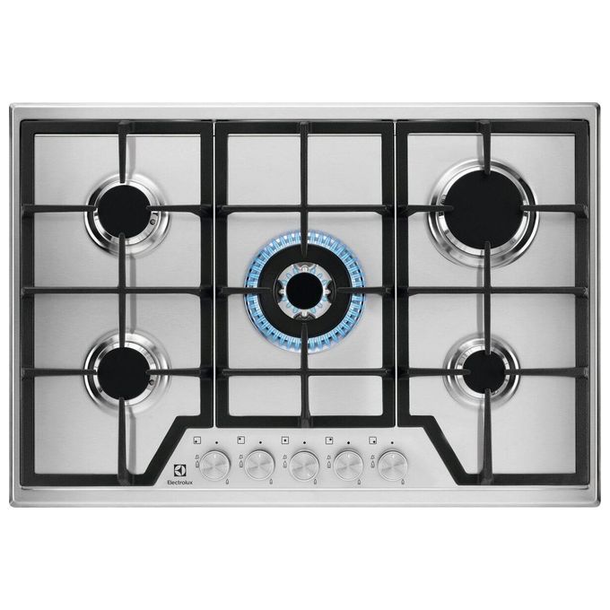 Electrolux KGS7536SX Piano Cottura a Gas 5 Fuochi Griglie in Ghisa Bruciatore Tripla Corona 75 cm Acciaio Inox