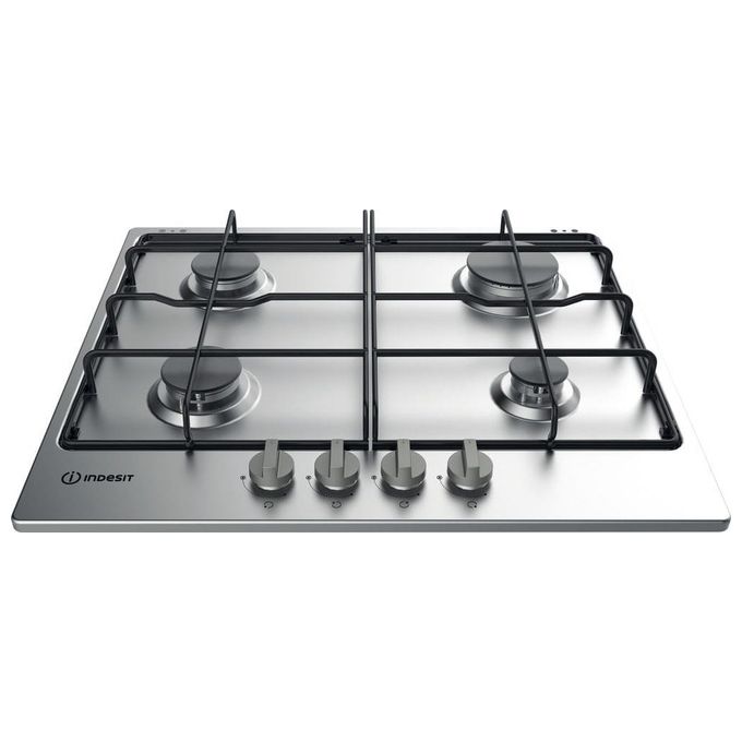 Indesit THP 642 IX-I Piano cottura Gas 58 cm 4 fuochi Accensione Elettronica Valvola Sicurezza colore Nero Inox