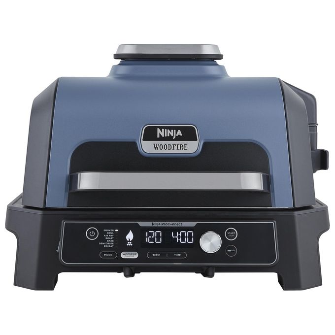 Ninja OG901EU Woodfire Pro Connect XL Barbecue Elettrico 7 in 1 Griglia Affumicatore Friggitrice ad Aria 1700W App Wi-Fi IPX4 colore Nero