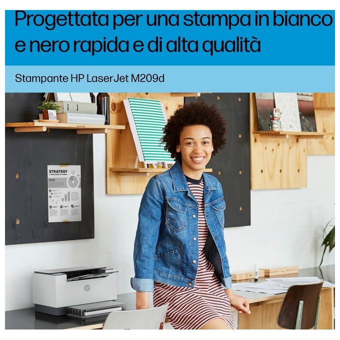 HP 8J9L0F#B19 Stampante LaserJet M209d Monocromatica Velocita' 29 ppm Stampa Fronte Retro Automatica Risoluzione 600 x 600 DPI colore Nero Bianco