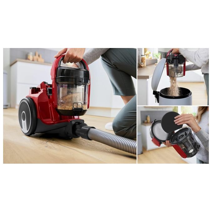 Bosch BGC05AAA2 Aspirapolvere a Carrello Senza Sacco 700W 1,5 Litri 78Db Rosso-Nero