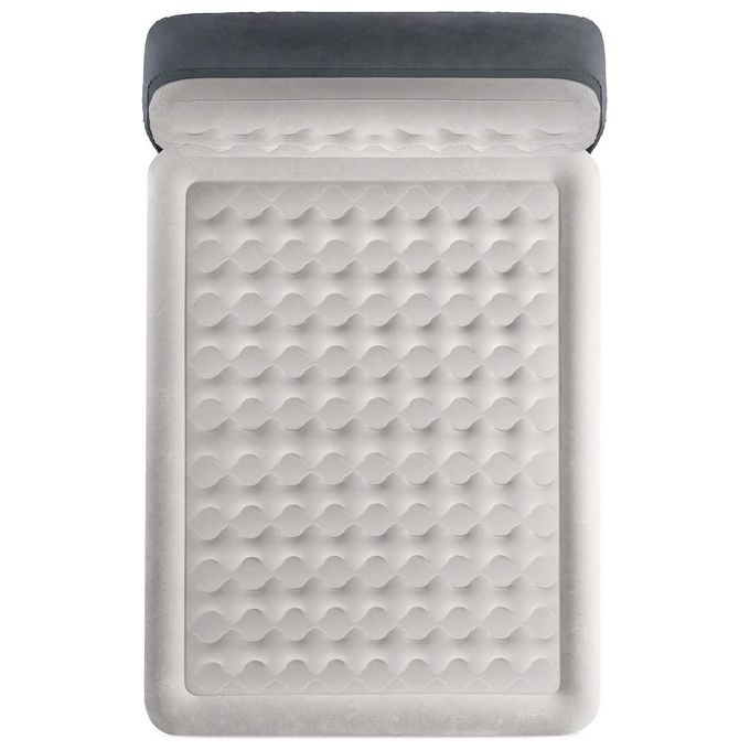Intex Materasso Gonfiabile Matrimoniale con Testiera, Grigio, Pompa Integrata