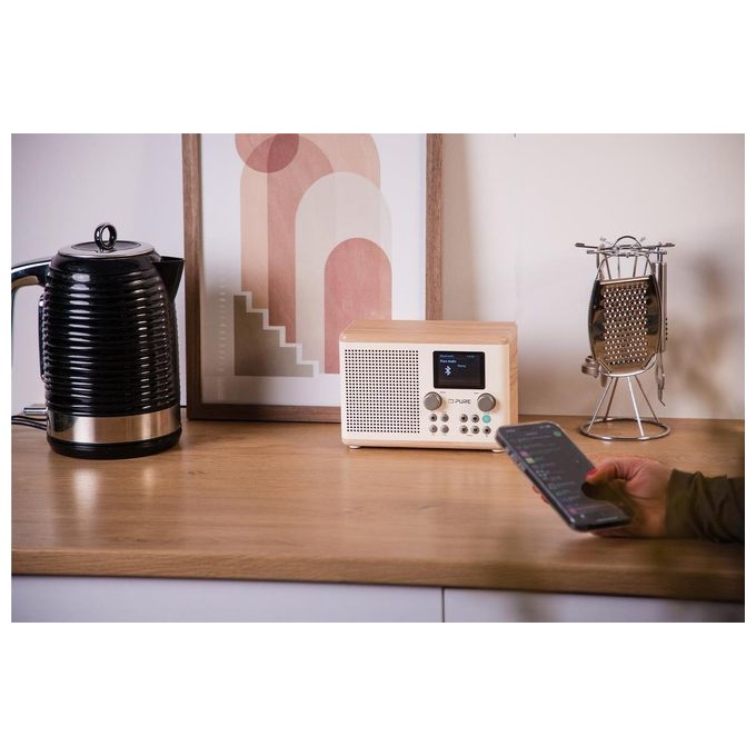 Pure 252982 Classic H4 Radio Digitale DAB+ FM Bluetooth 5.3 10W USB AUX Timer Cucina Sveglia colore Bianco Quercia
