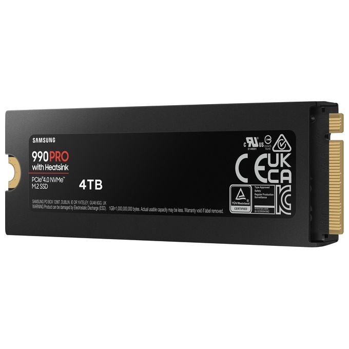 Samsung MZ-V9P4T0GW 990 PRO SSD Interno NVMe M.2 4TB PCIe 4.0 7450 MB-s con Dissipatore di Calore