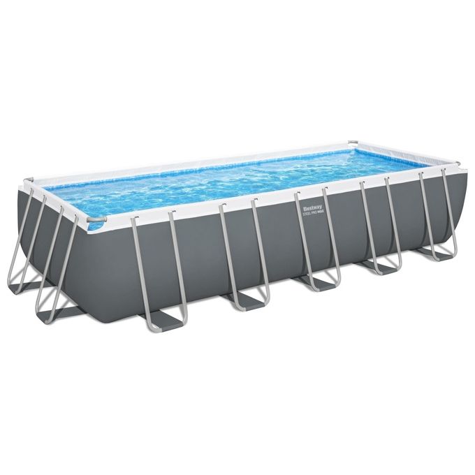 Bestway 5612B Power Steel Piscina Fuori Terra Rettangolare 640x274x132 cm 19281 L Filtro Sabbia colore Bianco