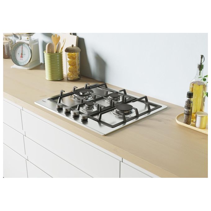 Candy CHG6D4WX Piano Cottura a Gas 4 Zone Griglie in Ghisa 60 cm Acciaio Inox