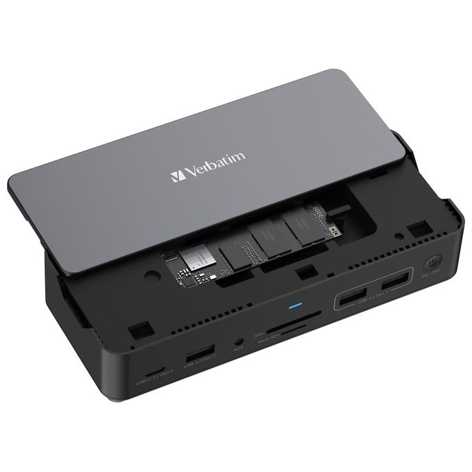 Verbatim 32173 Docking Station USB-C Pro 15 Porte con HDMI 8K DisplayPort SSD Slot e Alimentazione 100 W colore Nero Grigio