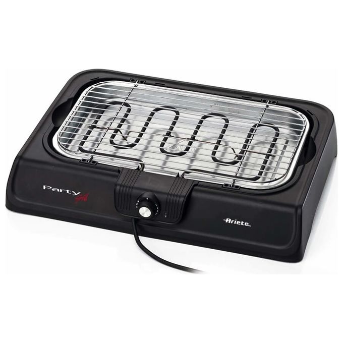 Ariete 723 Party Grill Barbecue Elettrico da Tavolo 2000W Termostato Regolabile Vassoio Raccogli Grasso colore Nero