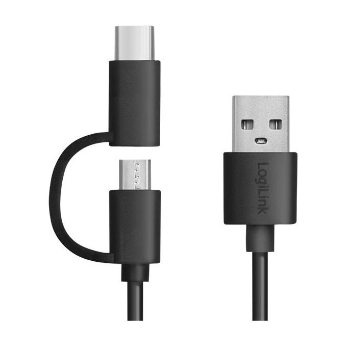 Logilink Power Bank 10000 mAh 1 Usb-A QC (QuickCharge 3.0) e 1 Usb-C PD (Power Delivery 2.0) con cavo 2 in 1 Nero
