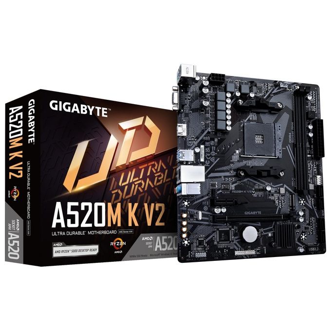 Gigabyte A520M K V2 Scheda Madre micro ATX Socket AM4 Chipset AMD A520 DDR4 64 GB M.2 PCIe Gen3 LAN GbE USB 3.2