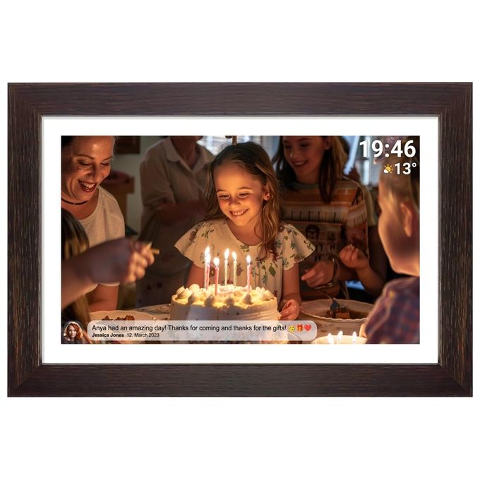 Denver PFF-1543DW Frameo Cornice Digitale 15.6'' Full HD Touchscreen Wi-Fi 16 GB MicroSD colore Marrone