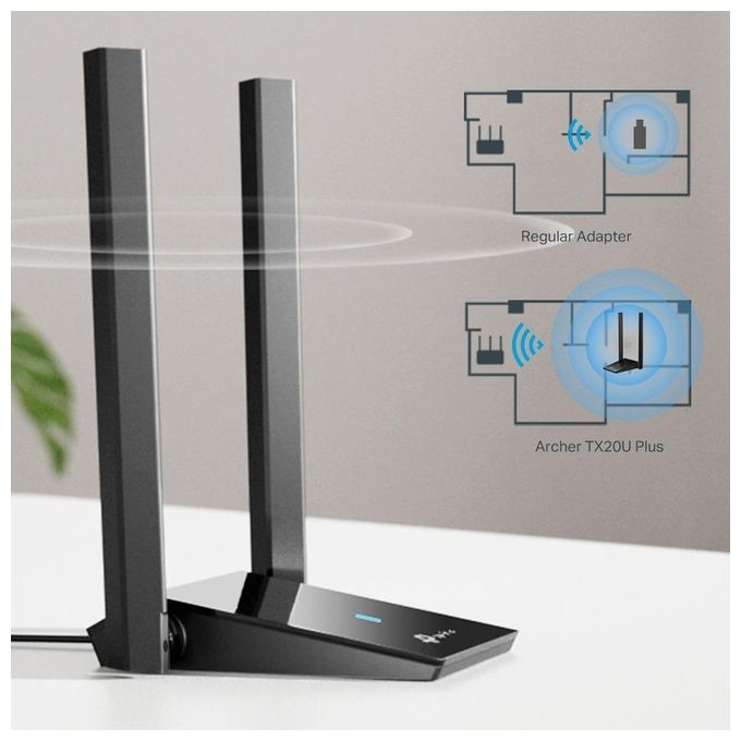 TP-Link ARCHER TX20U PLUS Adattatore USB Wi-Fi 6 AX1800 Dual Band MU-MIMO OFDMA 2 Antenne Esterne colore Nero