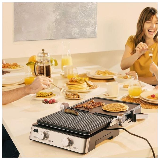 Braun CG 7020 Griglia Elettrica di Contatto 2000 W piastre in ghisa antiaderente PTFE 667 cm² fino a 6 persone colore Nero Acciaio inox