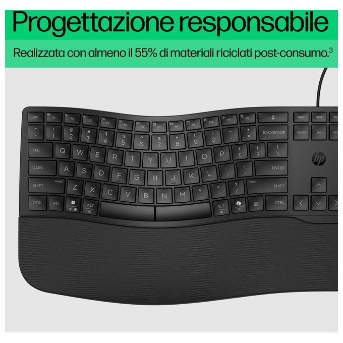 HP 8T6M1AA Tastiera cablata 480 Comfort Full-size USB con tasti programmabili e inclinazione regolabile colore Nero