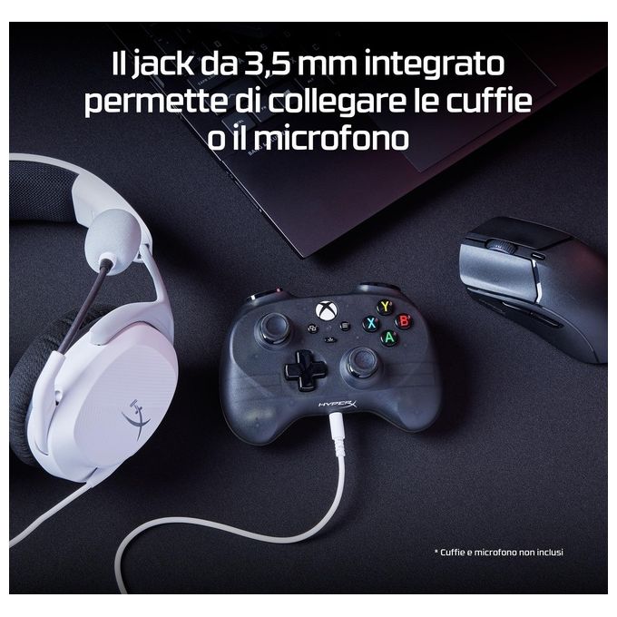 HyperX 8B1S0AA Clutch Tanto Mini Controller Gaming Cablato USB Xbox Series X-S Xbox One PC Android colore Nero