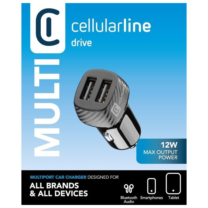 Cellular Line Caricabatteria Auto Dual Usb 10W Nero