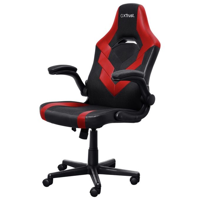 Trust 24986 GXT 703R RIYE Sedia per gaming universale regolabile con braccioli imbottiti e rotelle in nylon colore Nero Rosso