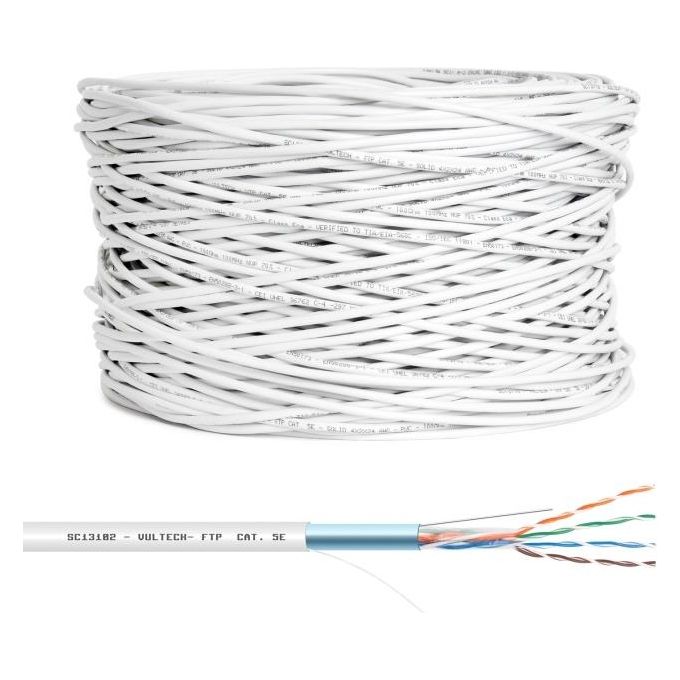 VulTech SC13102-305 Matassa Lan Cat5e FTP 305m 23AWG CCA Schermato colore Bianco