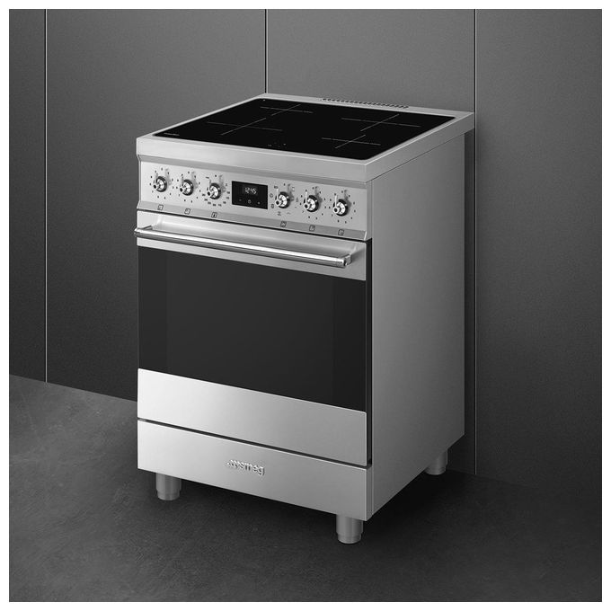 Smeg C6IMXM2 Sinfonia Cucina Piano Cottura Induzione 60 cm 4 Zone Forno Termoventilato 70 L Classe A (90x60x60 cm) colore Acciaio Inox