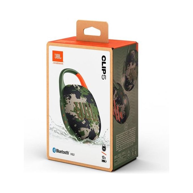 JBL JBLCLIP5SQUADAM Clip 5 Altoparlante Bluetooth Portatile 7 W IP67 Moschettone Integrato Autonomia 12 h colore Mimetico