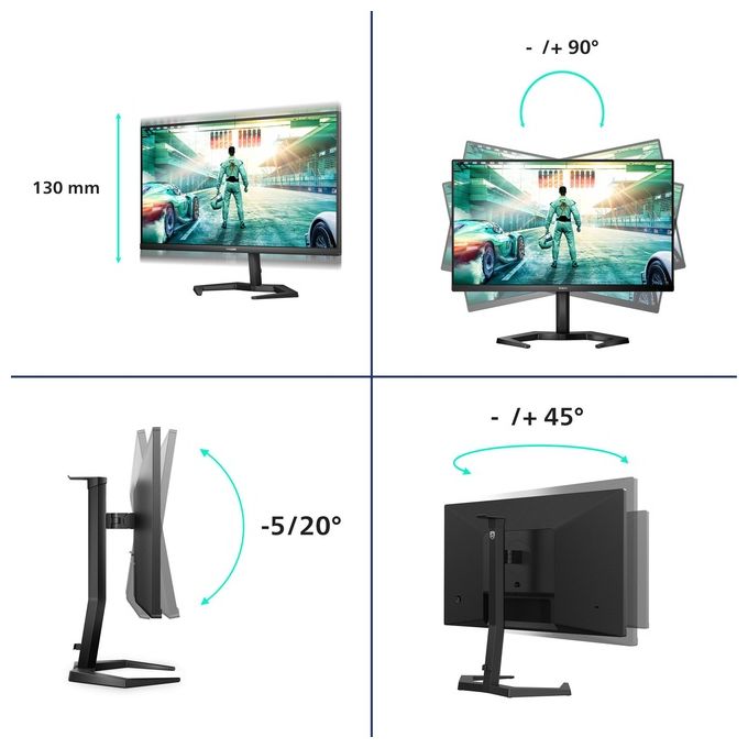 Philips 24M1N3200ZA-00 Momentum Monitor Gaming 23.8'' IPS Full HD 1920x1080 165Hz 1ms AMD FreeSync Premium colore Nero