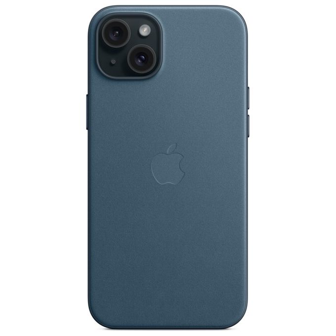 Apple MT4D3ZM-A Custodia MagSafe in Tessuto FineWoven per iPhone 15 Plus con Ricarica Wireless Compatibile colore Blu Pacifico