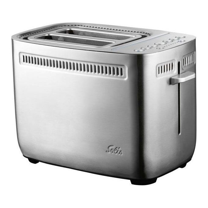 Solis 8003 Sandwich Toaster Tostapane 2 Fessure Extra Larghe 7 Livelli Doratura Funzione Turbo Funzione Bagel Inclusi 2 Morsetti per Panini colore Argento