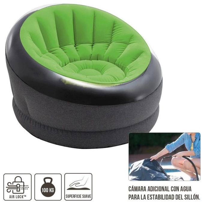Intex 66582NP Empire Poltroncina Gonfiabile PVC 112x109x69 cm colore Verde Grigio