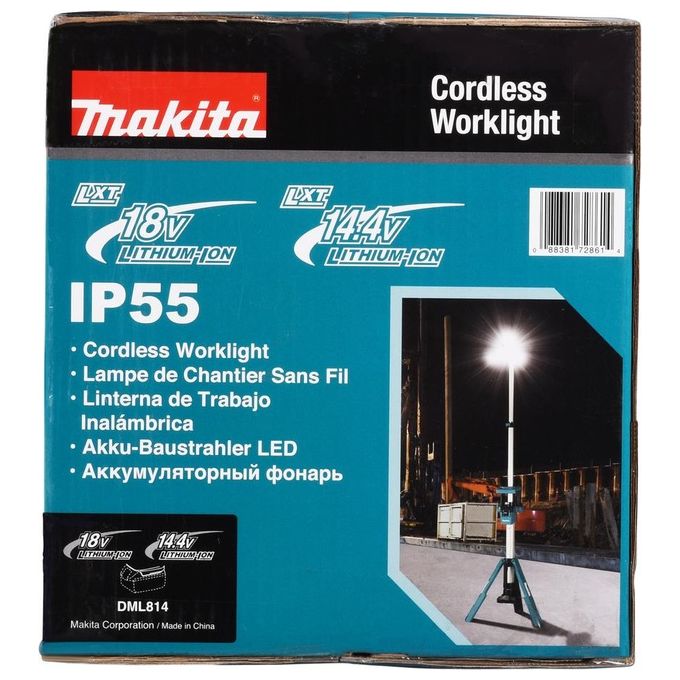 Makita DML814 Luce da Lavoro LED 3000 lm con Treppiede Regolabile colore Blu