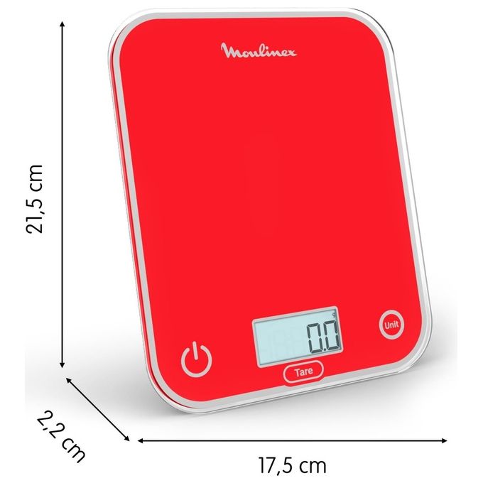 Moulinex BN50U3 Bilancia da Cucina Digitale Elettronica Capacita' 5 Kg Display LCD colore Rosso