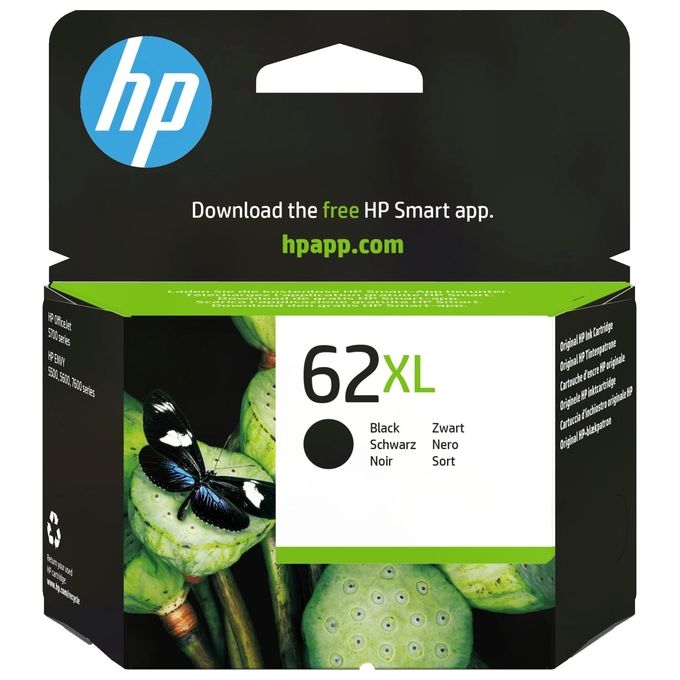HP 62XL C2P05AE Cartuccia Originale per Stampanti a Getto d Inchiostro, Compatibile con Stampanti HP Envy All in One 5540, 5642, 5644, 5742, 7640, Officejet 5740 e Officejet Serie 200, Nero