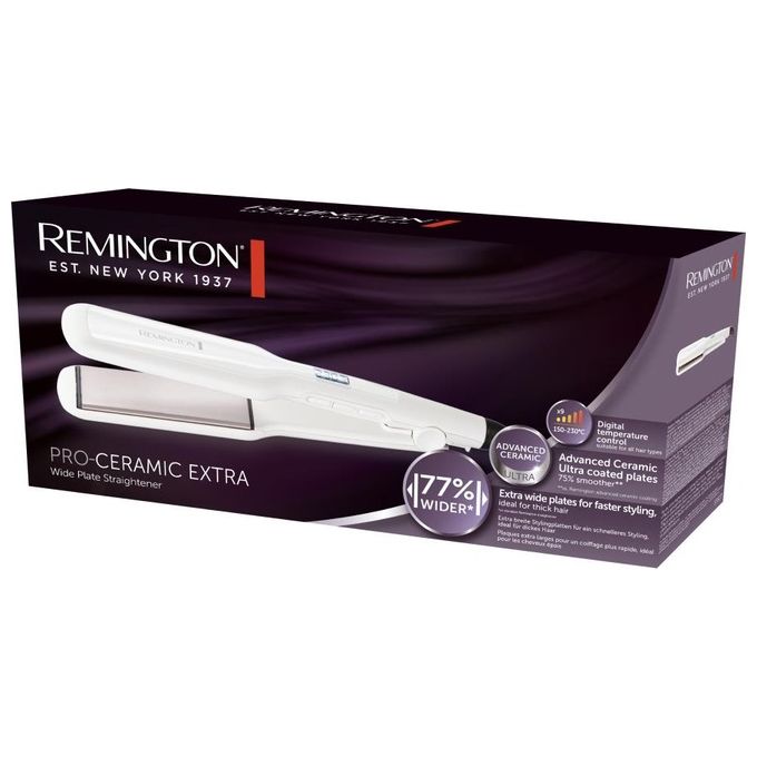 Remington S5527 Pro Ceramic Extra Piastra per Capelli Larga 45x110 mm 9 Temperature 150°C 230°C Riscaldamento 15s Autospegnimento colore Bianco
