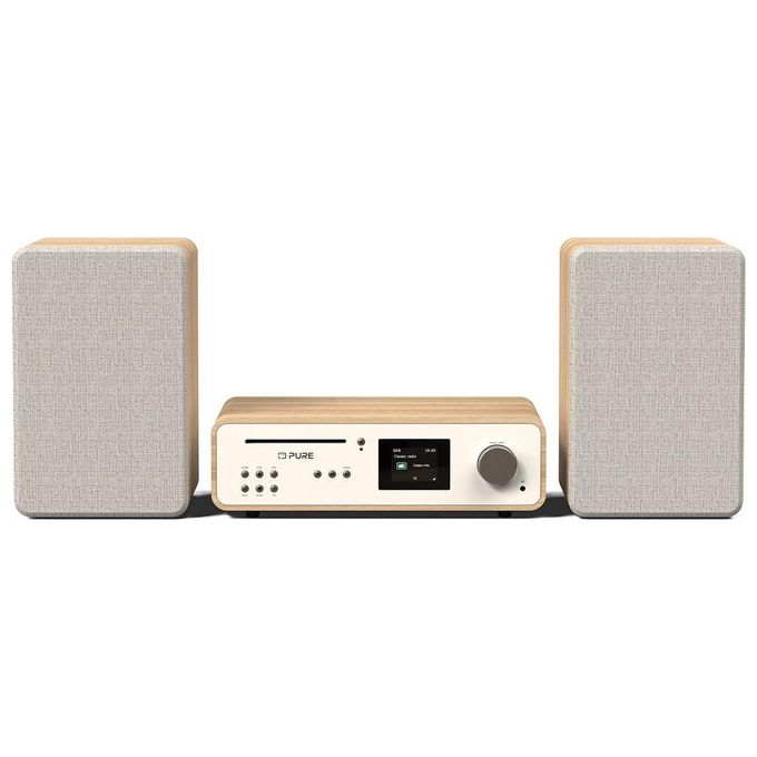 Pure 252807 Classic Stereo Microsistema HiFi DAB+ FM CD Bluetooth 5.2 Wi-Fi Spotify 50W colore Bianco Quercia