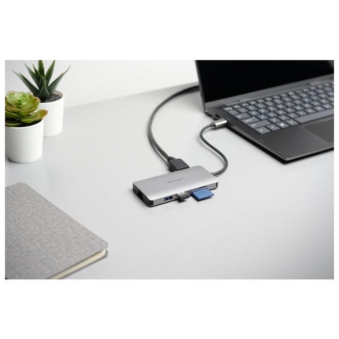Kensington K33820WW UH1400P Hub USB-C 8 in 1 Portatile 4K 60Hz Power Delivery 85W Ethernet SD microSD colore Nero