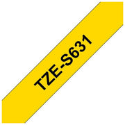 Brother Nastro 12mm Nera Giallo Adesico Resistente