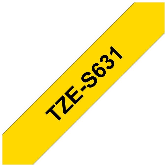 Brother Nastro 12mm Nera Giallo Adesico Resistente