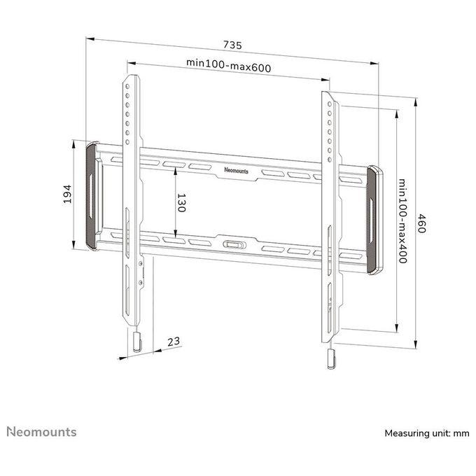 Neomounts WL30-550BL16 LEVEL 550 Supporto TV a parete 42'' 86'' fisso ultrapiatto VESA 100x100 600x400 mm 60 Kg colore Nero