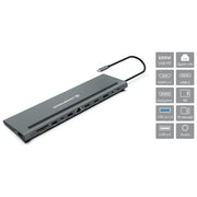 Conceptronic DONN17G Docking Station 12 in 1 USB 3.2 Gen 1 Type-C Triplo Display 4K HDMI DisplayPort USB PD 100W GbE SD colore Grigio