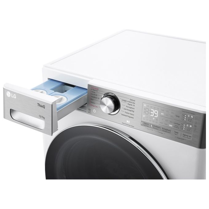 LG D4R9513TPWC Serie R9 Lavasciuga Frontale 13-7 Kg 1400 rpm Classe D AI DD TurboWash 360 Autodosaggio (85x60x61,5 cm) colore Bianco