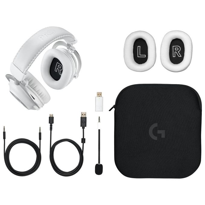 Logitech G 981-001269 PRO X 2 Cuffie Gaming Wireless con Bluetooth e DTS Headphone X 2.0 Driver Grafene 50 mm Microfono Rimovibile colore Bianco