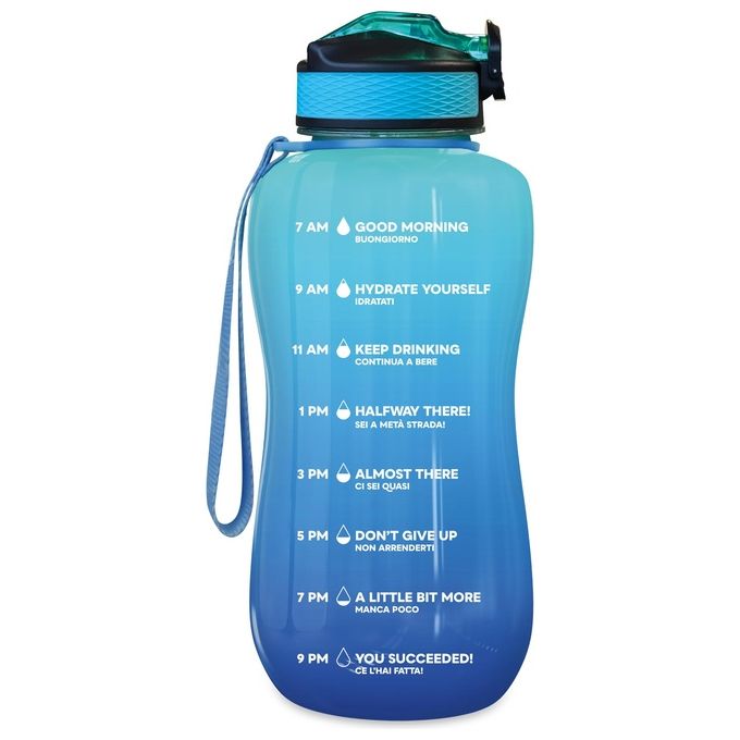 The Steel Bottle MWB NO3 Borraccia Motivazionale 2200 ml Tritan BPA Free Tappo Flip Top colore Blu Acquamarine