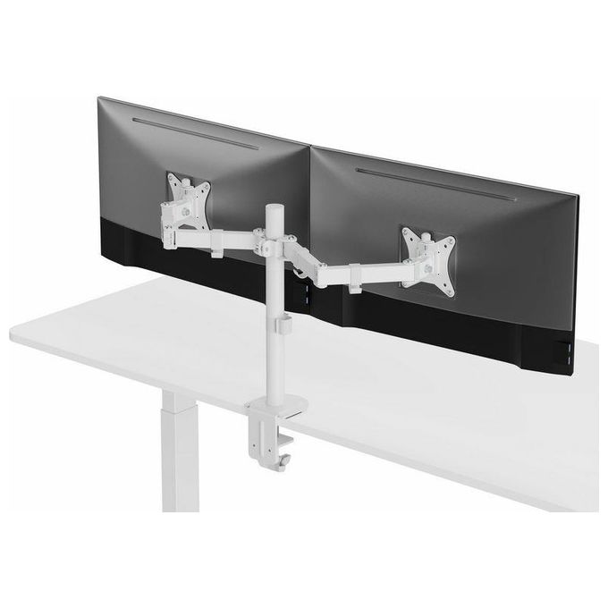Equip 650167 Supporto da Tavolo Doppio Monitor Articolato 17'' 32'' VESA 100x100 Regolazione Altezza colore Bianco